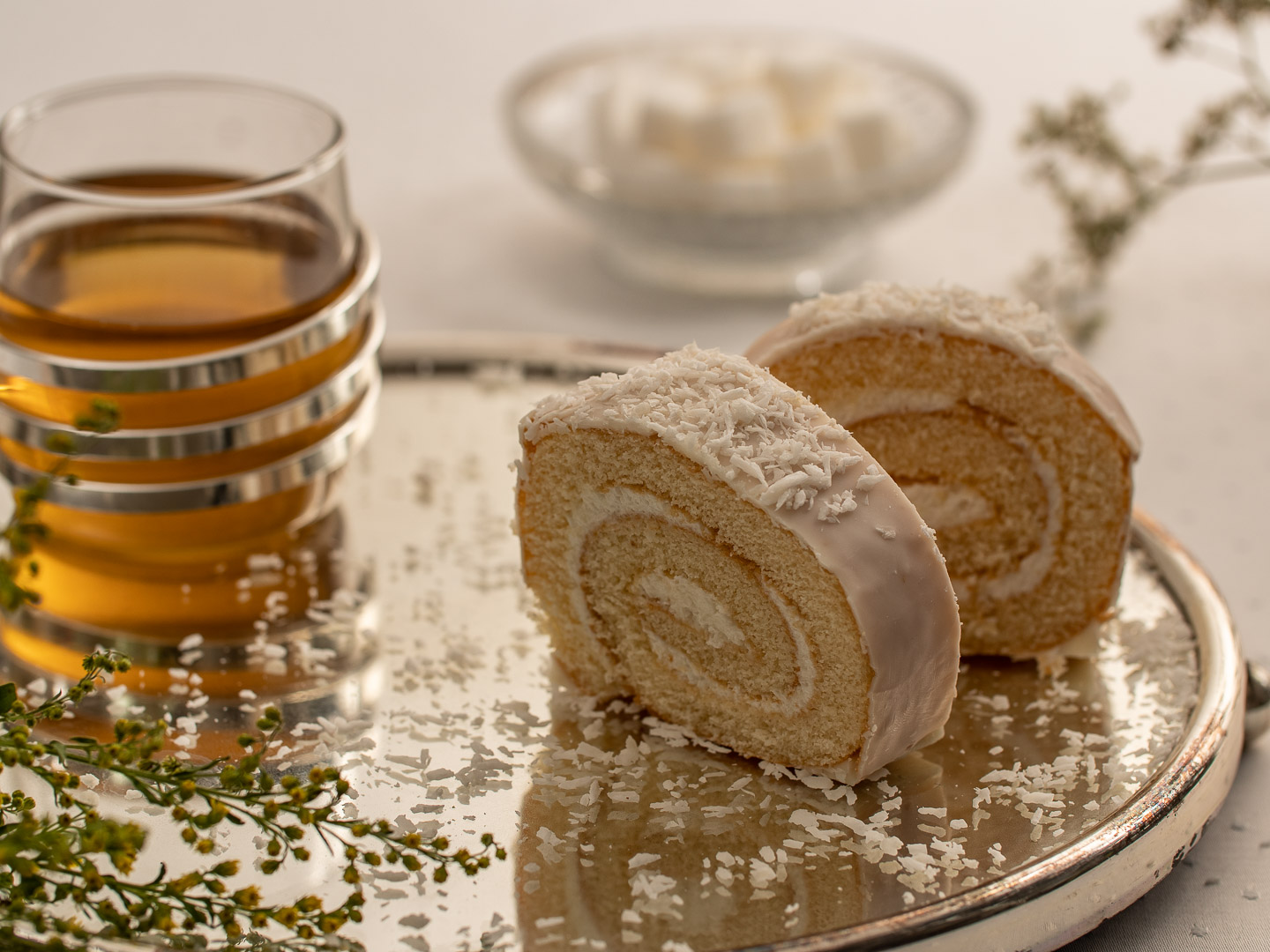 Weihnachtliche Kokosroulade